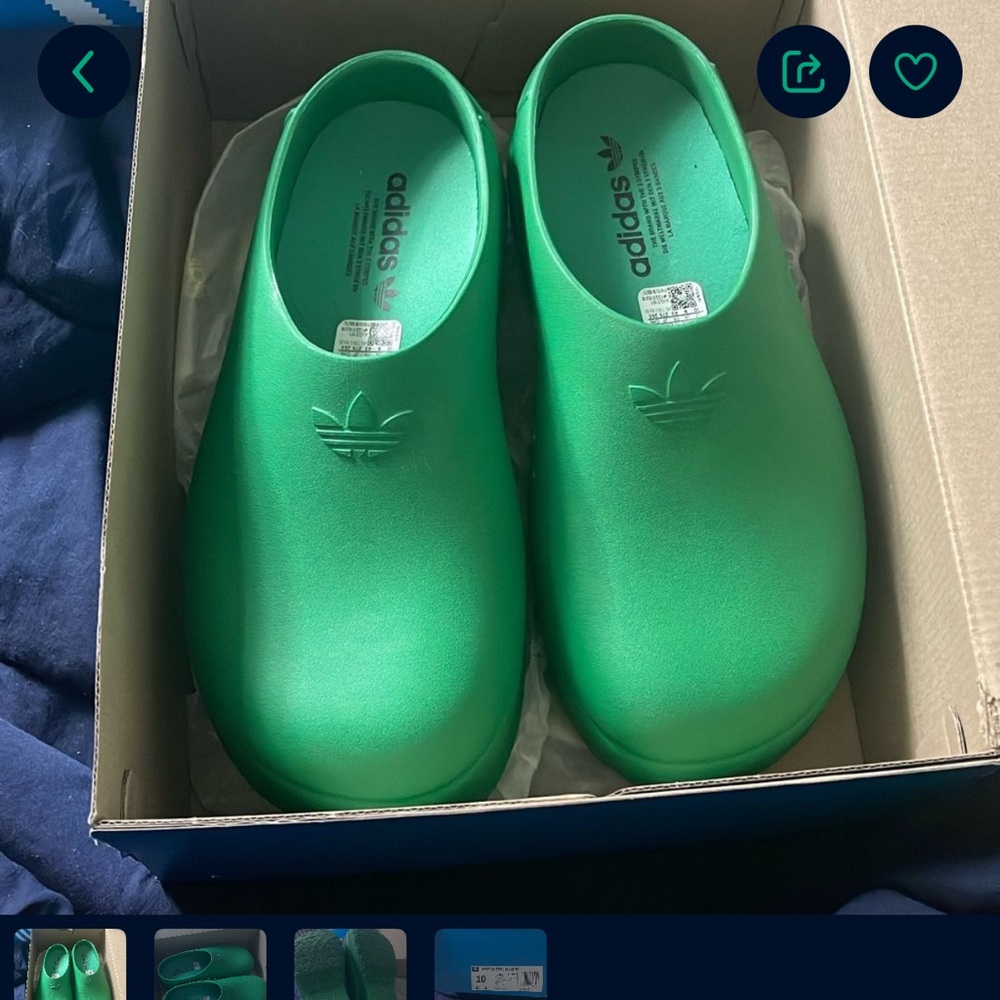 Adidas Vibrant Green Slip-On Clogs